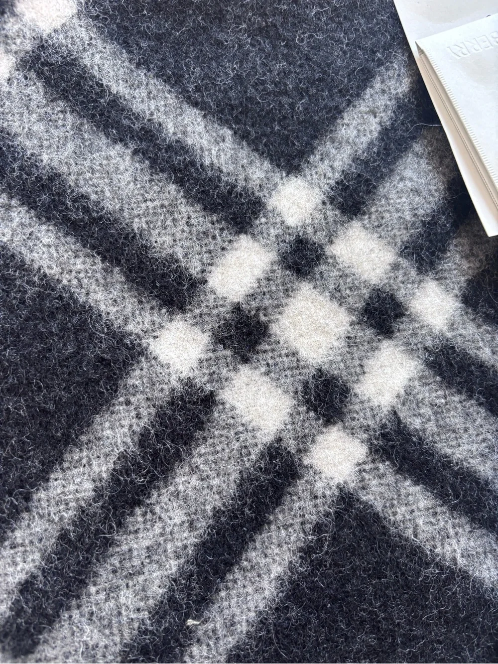 Authentic Burberry Black and White Plaid Hooded Scarf
